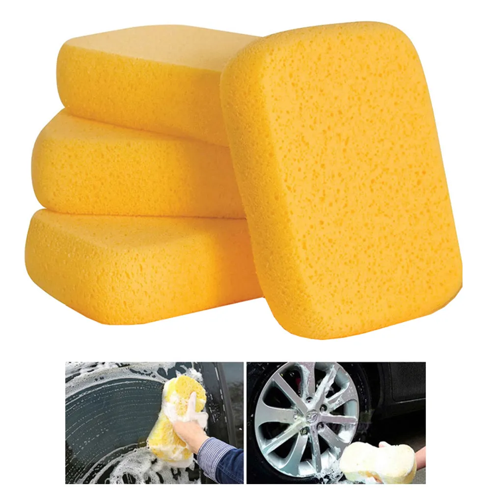 4 Large Car Wash Foam Sponges Extra Absorbent Expanding Compress Auto Cleaning