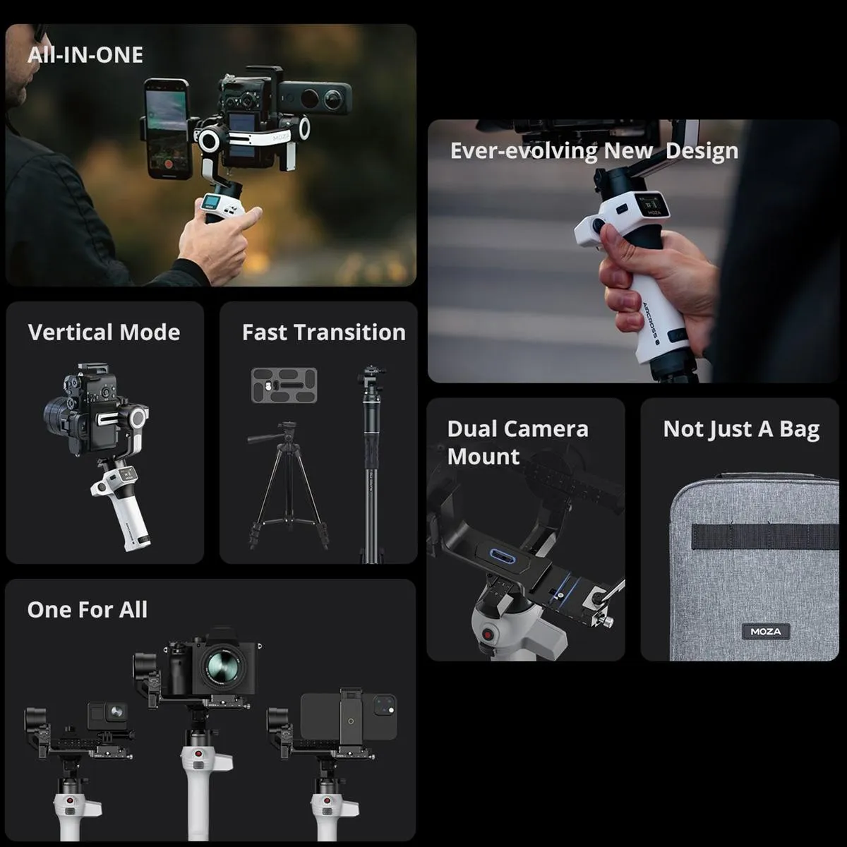 Aircross s 3 Axis Foldable Handheld Gimbal Stabilizer for Dslr Cameras and Smart Phone White