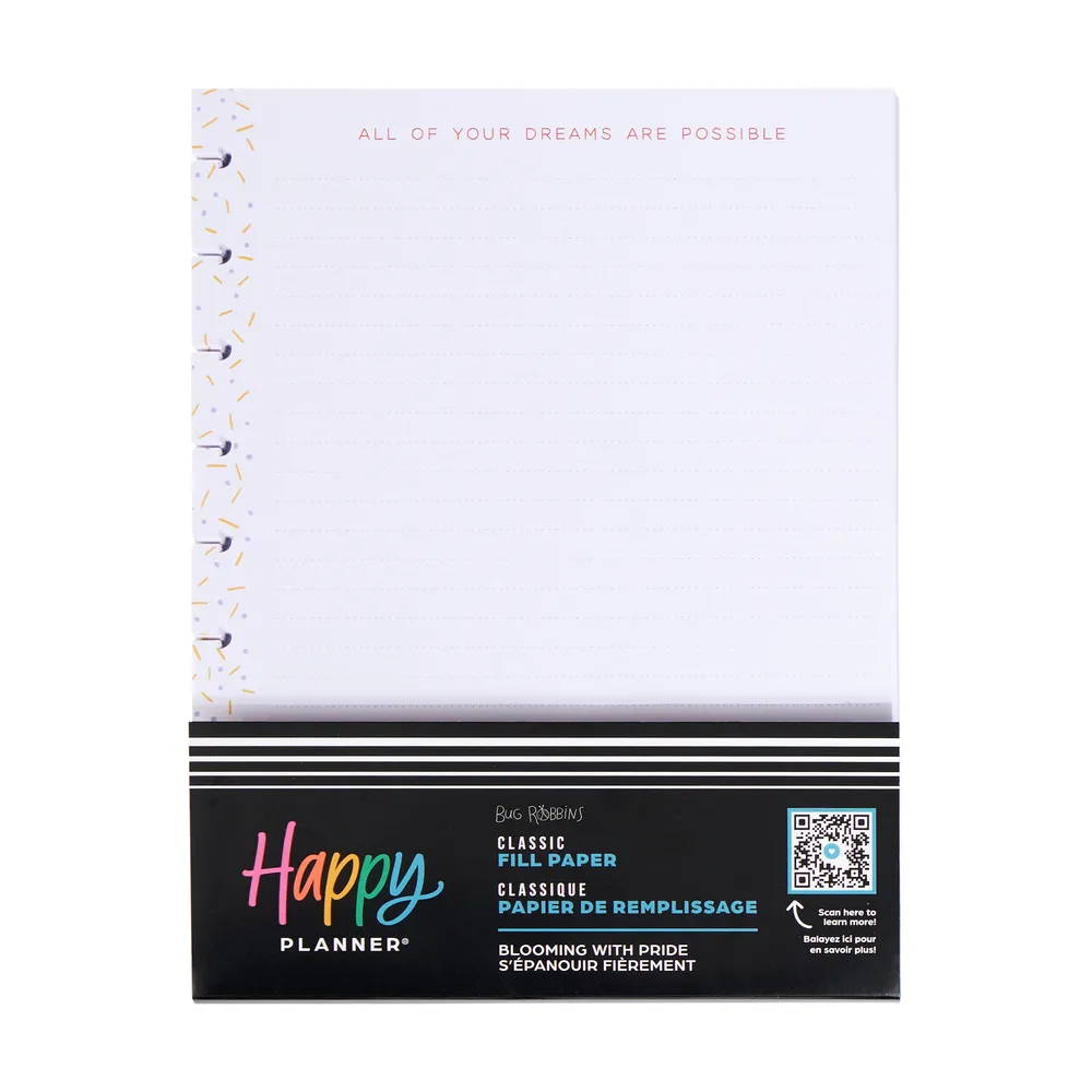 Bug Robbins x Happy Planner Blooming With Pride - Dotted Lined Classic Filler Paper - 40 Sheets