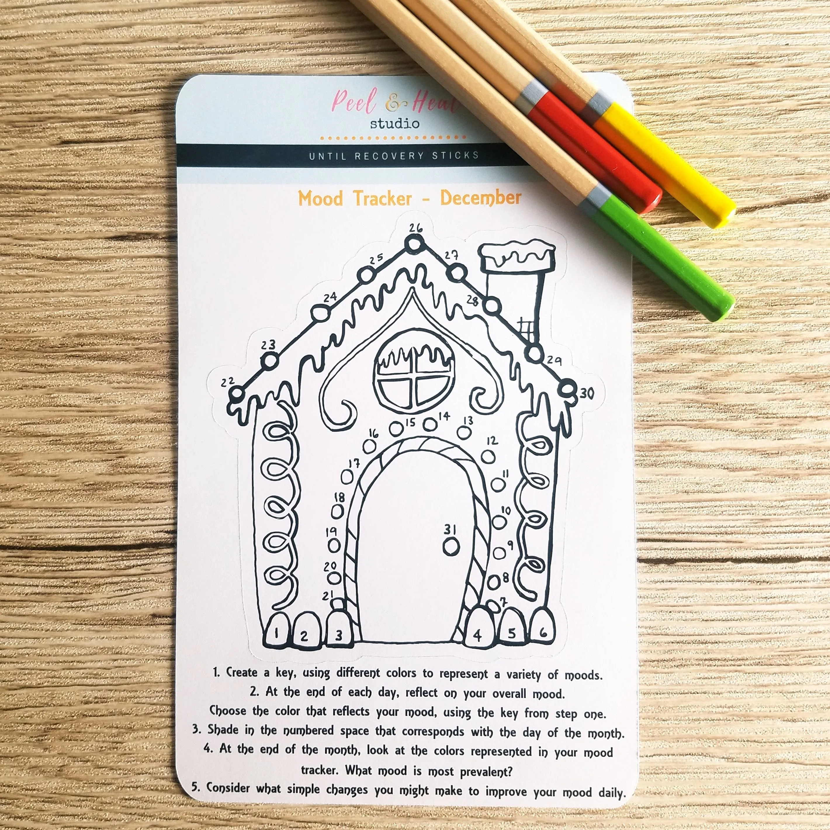 December Monthly Mood Tracker - Gingerbread House