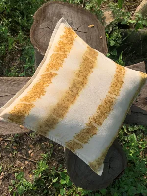 Ecoprinted handwoven Cushion Cover Mellow White