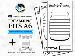 Editable Jar Savings Challenge