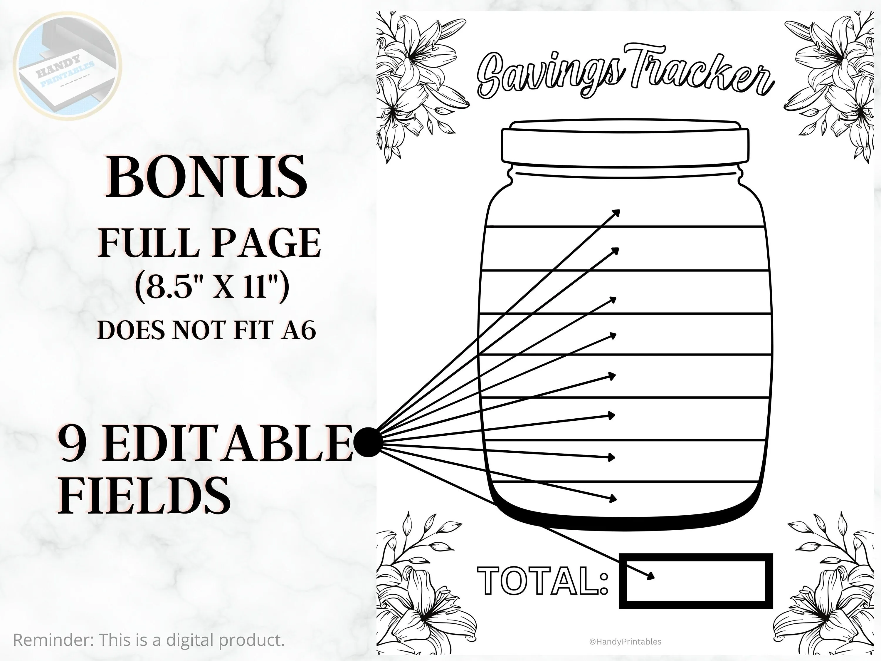 Editable Jar Savings Challenge