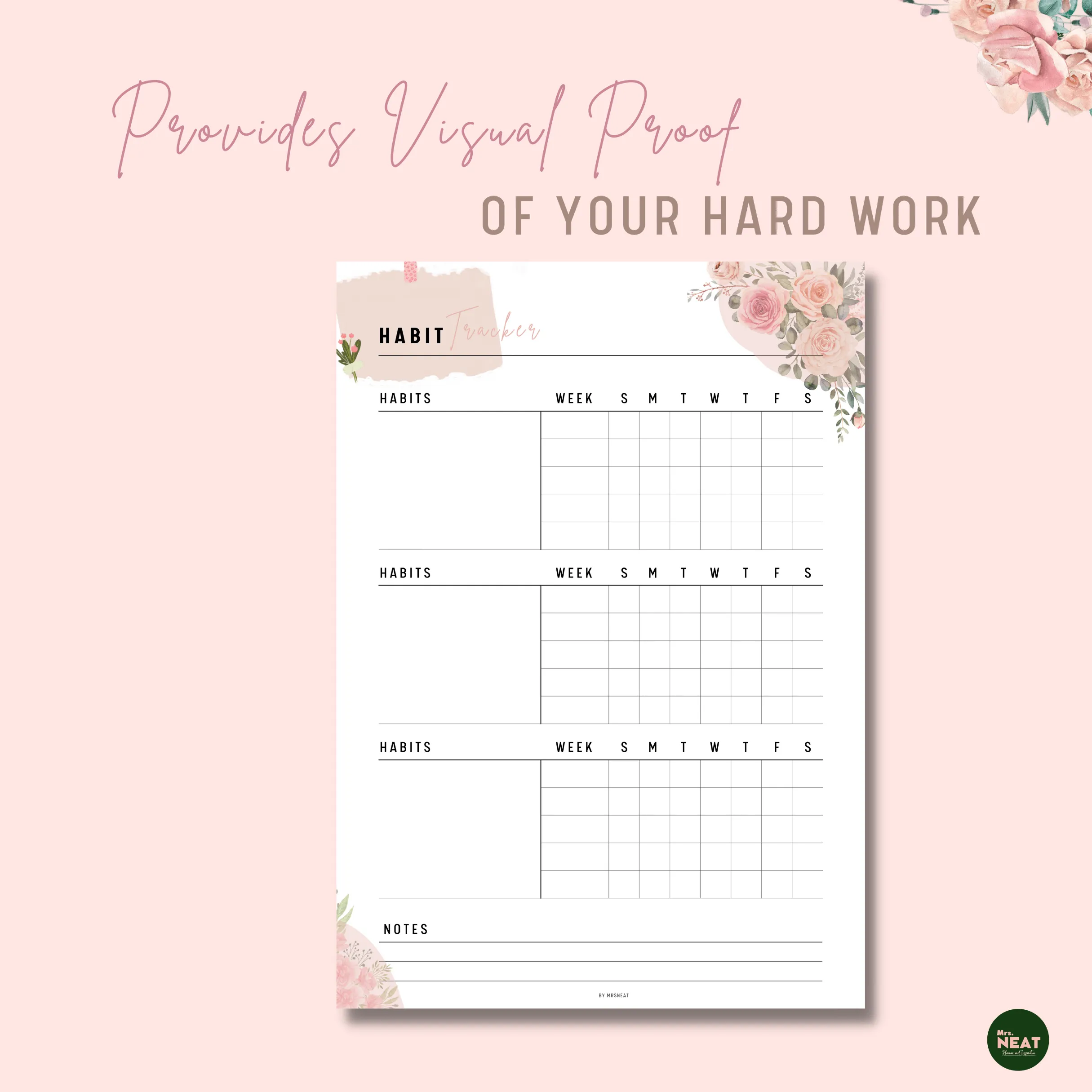 Floral Daily Habit Tracker - M046