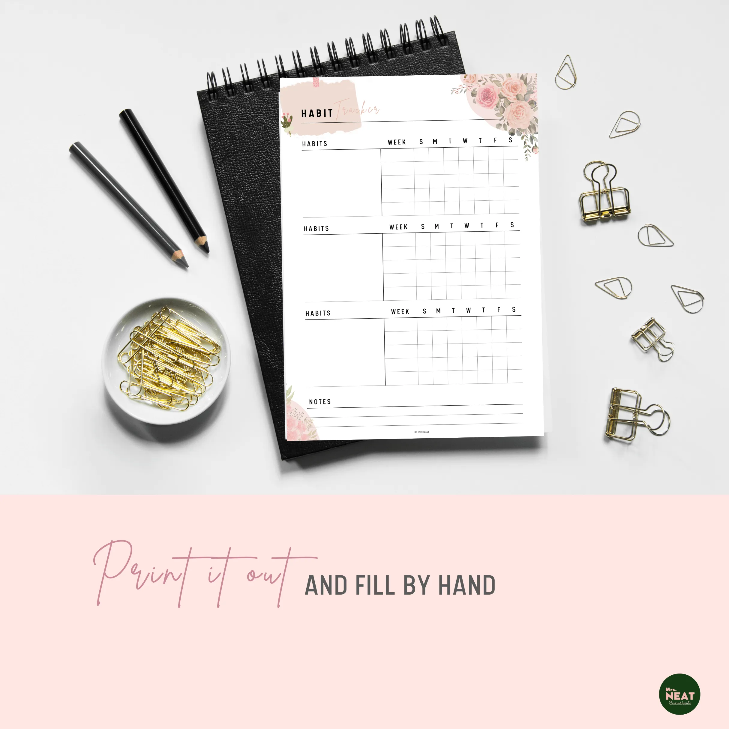 Floral Daily Habit Tracker - M046