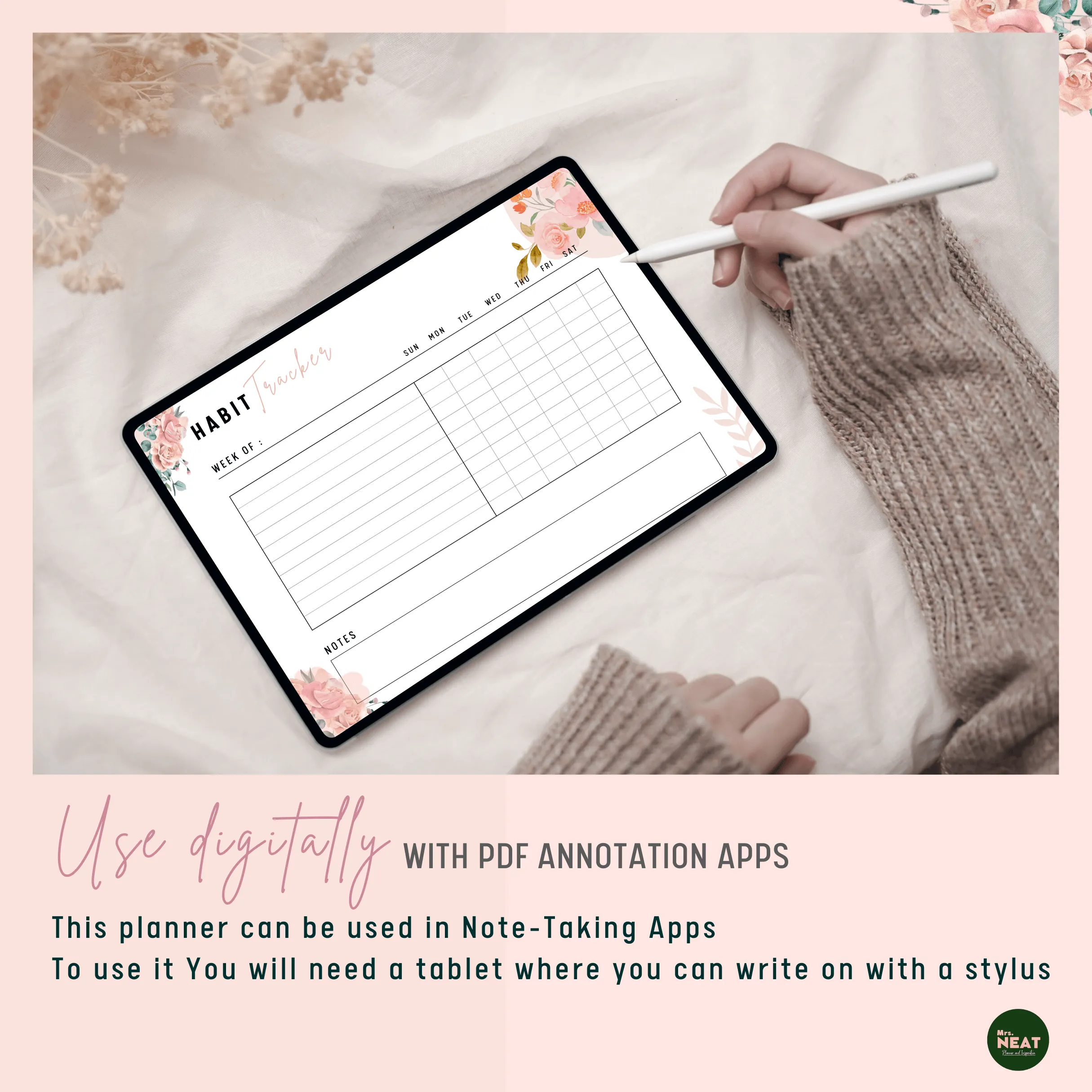 Floral Weekly Habit Tracker - M042