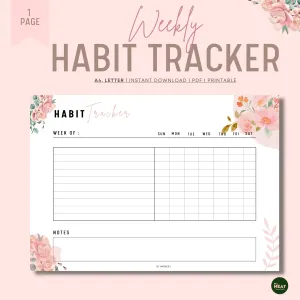 Floral Weekly Habit Tracker - M042