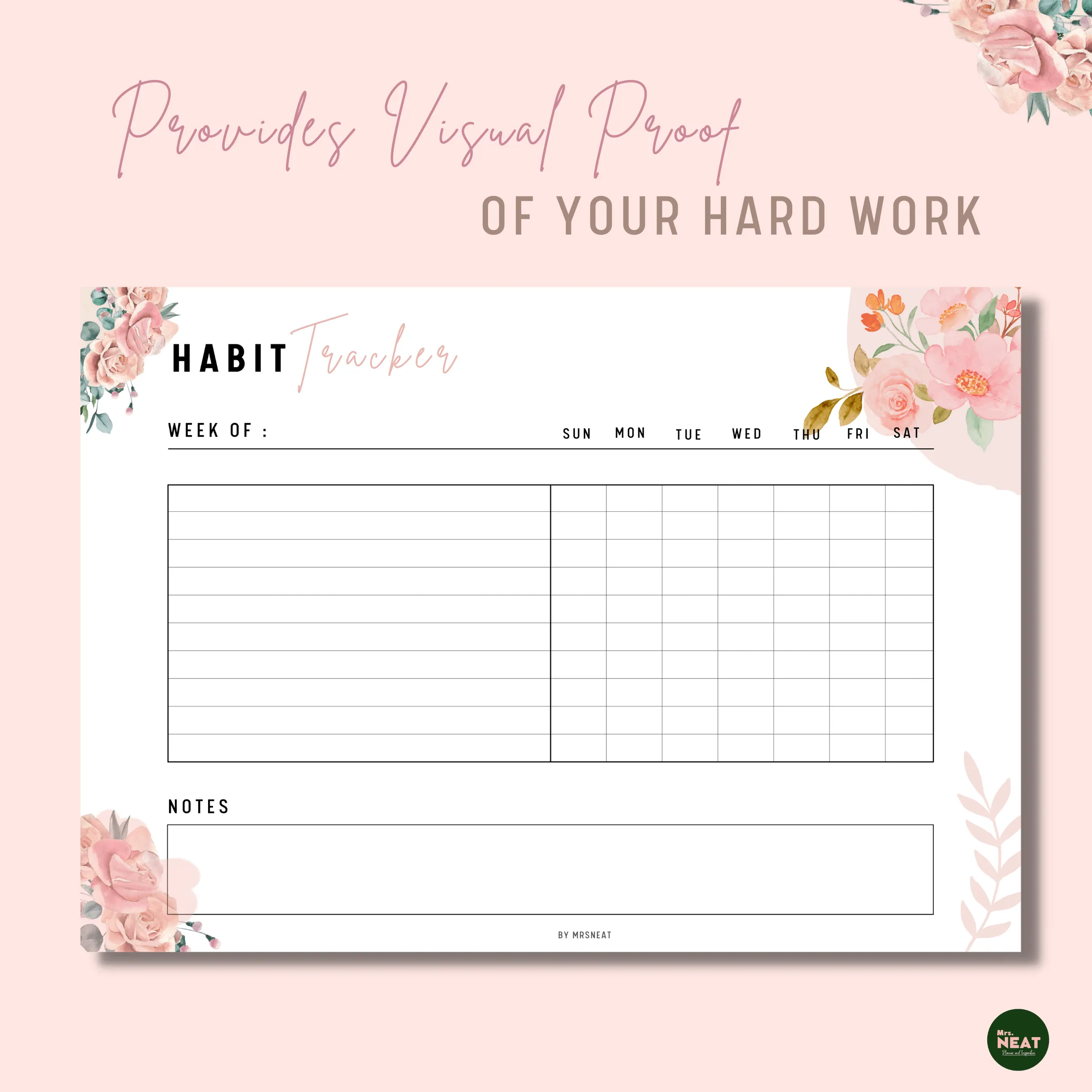 Floral Weekly Habit Tracker - M042