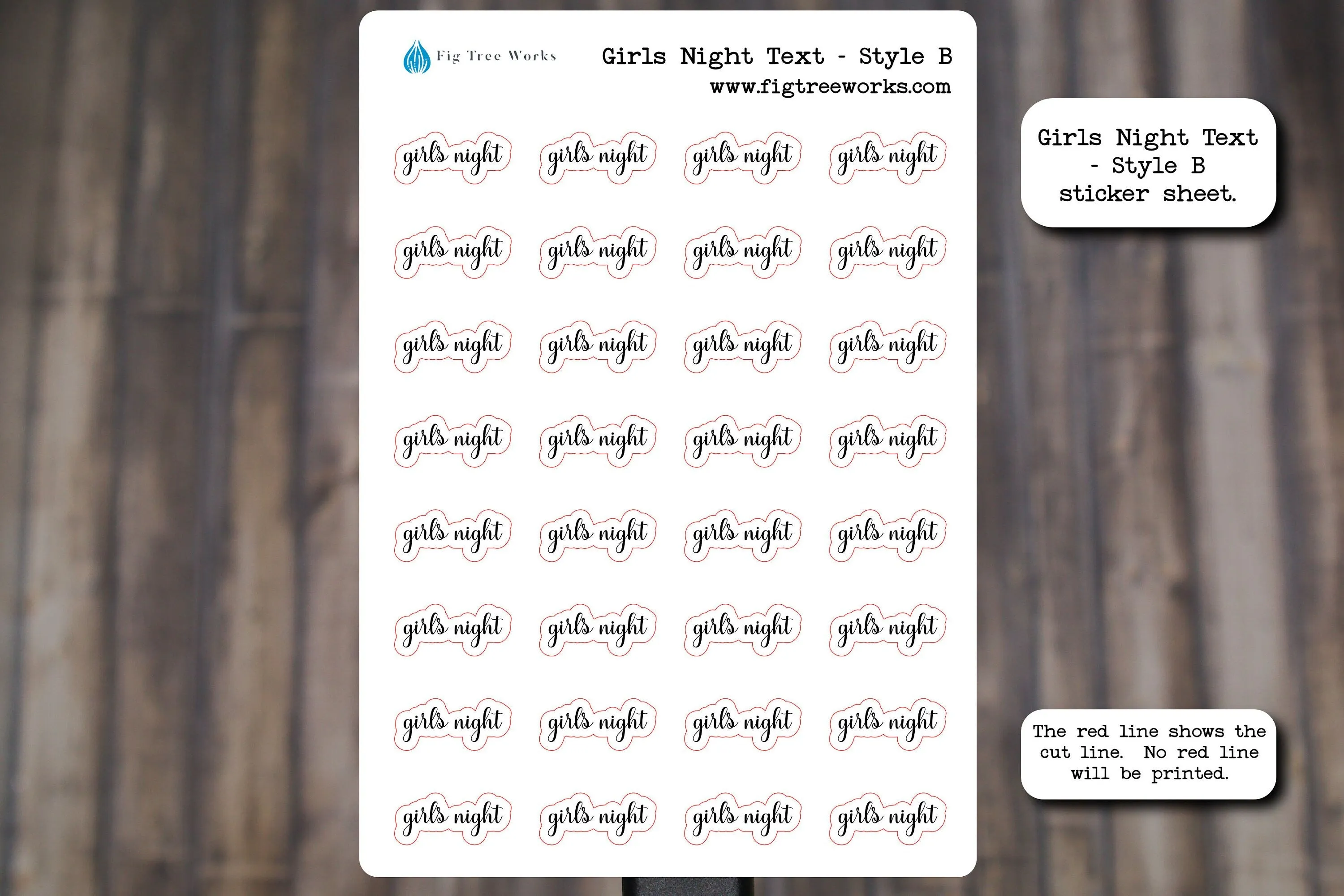 Girls Night Text Stickers, Girls Night Stickers for Planners, Journals, and Notebooks | Mini Scripts