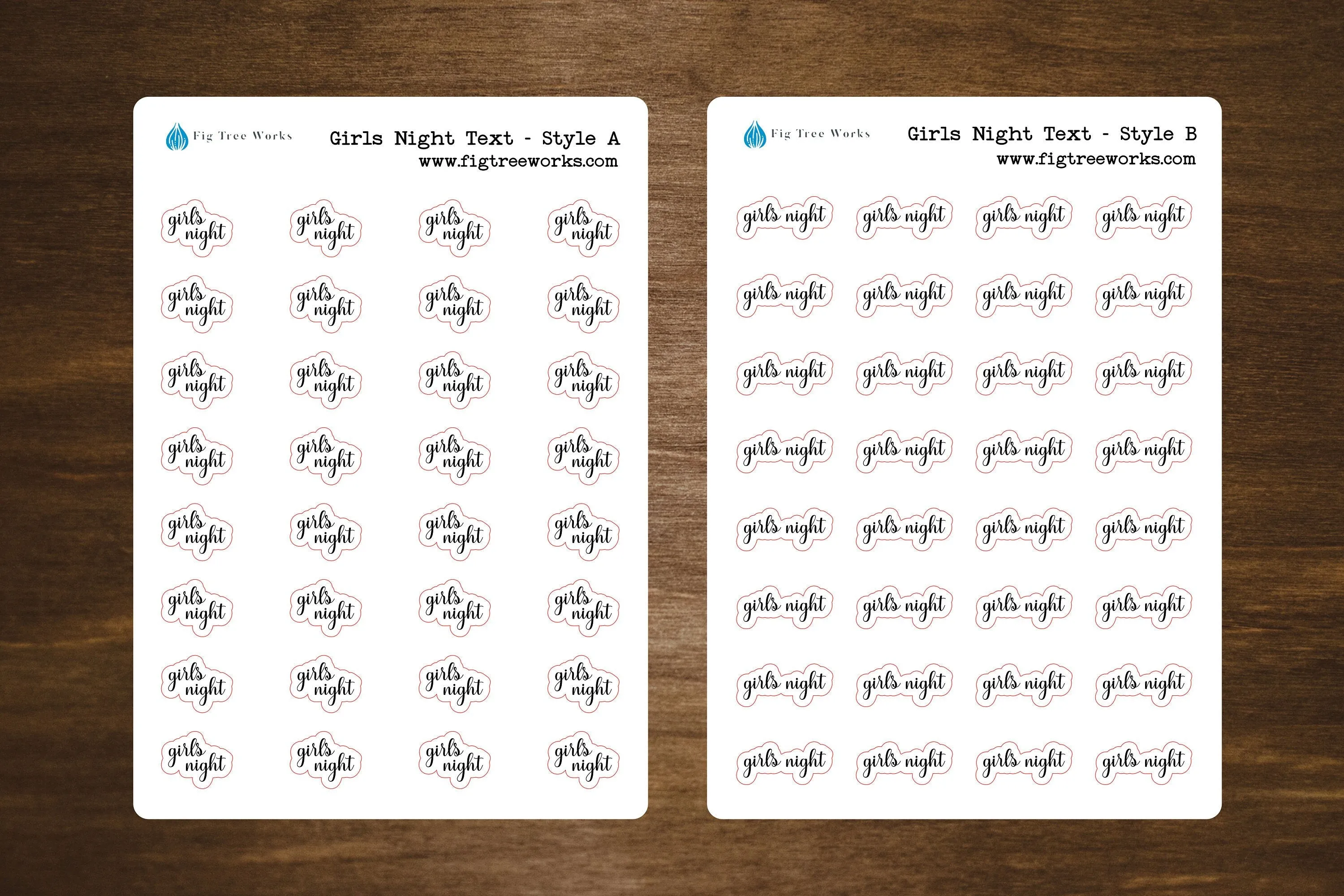 Girls Night Text Stickers, Girls Night Stickers for Planners, Journals, and Notebooks | Mini Scripts