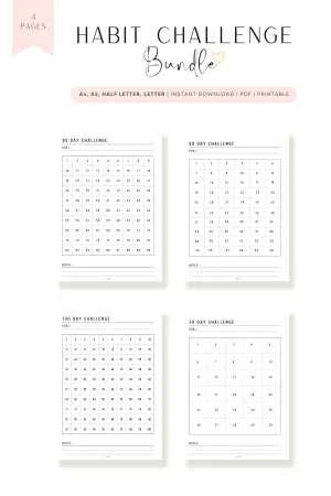 Habit Challenge Printable Bundle - M188