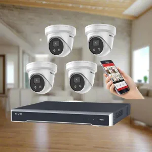 Hikvision CCTV Kit, AcuSense, 4 x 8MP Turret, 4CH NVR with 4TB HDD