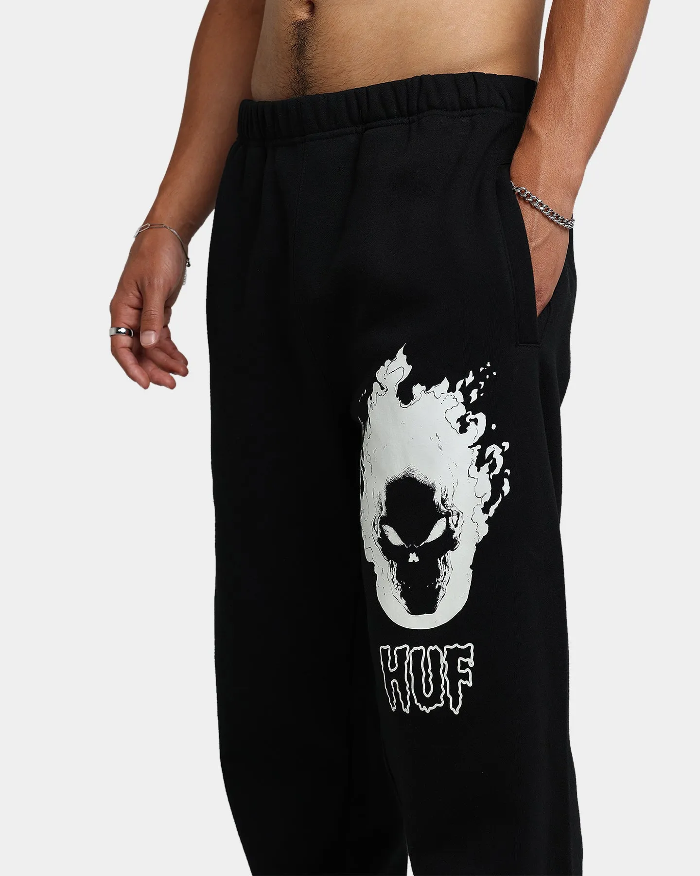 HUF X Marvel Ghost Rider Fleece Pants Black