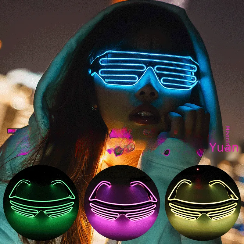 Led glasses blinds luminous glasses fluorescent dance performance props dance party nightclub tiktok cheer props