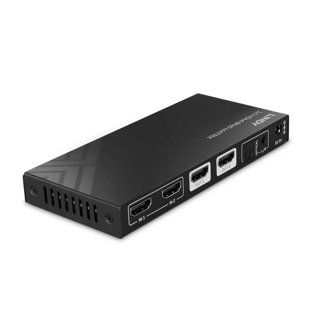 Lindy - Video/Audio Switch - 2X2, 8K60, Matrix - 2 Ports