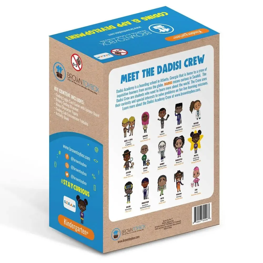 Open Box - Brown Toy Box Maya Coding App STEAM Kit Hands-On Binary Code Beads String