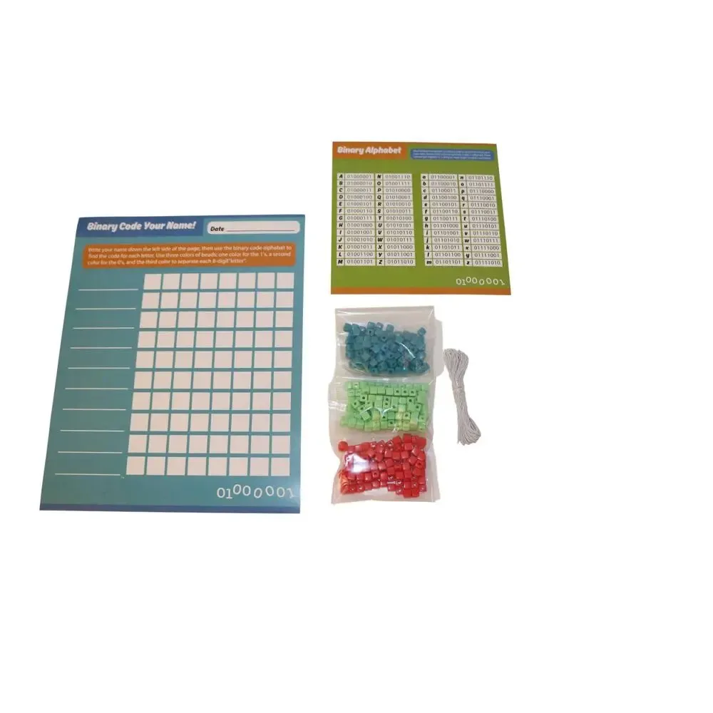 Open Box - Brown Toy Box Maya Coding App STEAM Kit Hands-On Binary Code Beads String