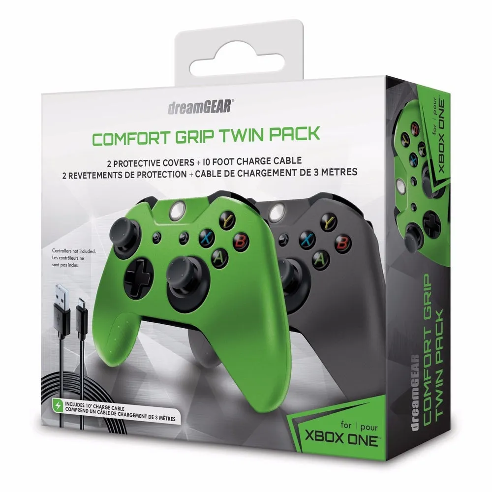 [OPEN BOX] DREAM GEAR Xbox One 5 in 1 Comfort Grip Twin Pack - Gray / Green