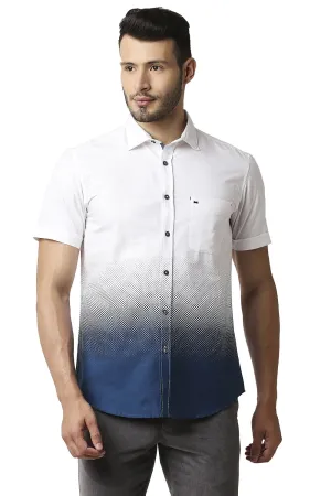 Slim Fit Oxford Printed Halfsleeves Shirt