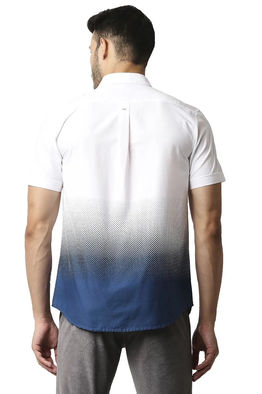 Slim Fit Oxford Printed Halfsleeves Shirt