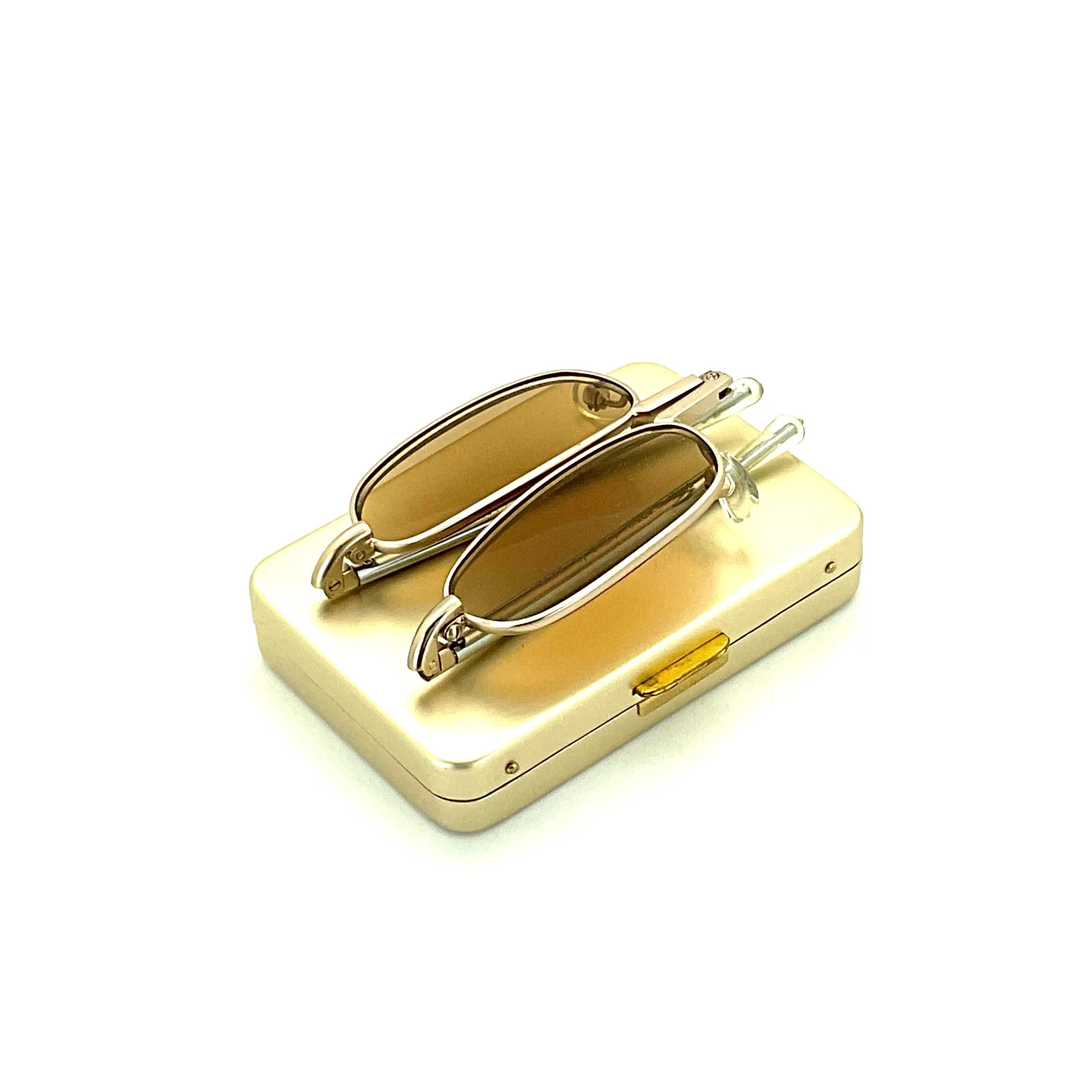 Trendies Pocket Eyes By Cinzia Oval Shape Folding Reading Sunglasses with Clamshell Metal Case