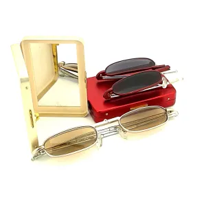 Trendies Pocket Eyes By Cinzia Oval Shape Folding Reading Sunglasses with Clamshell Metal Case
