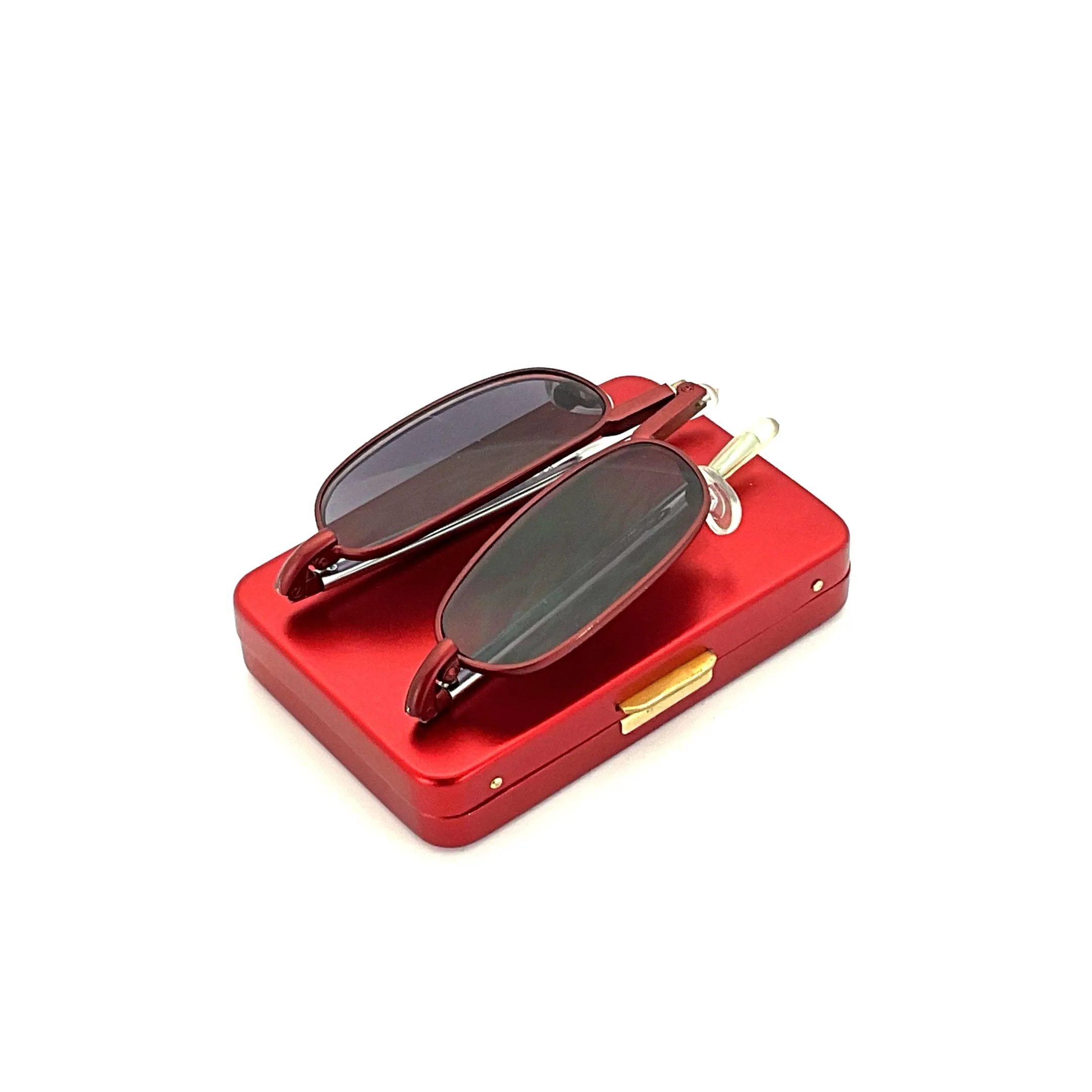 Trendies Pocket Eyes By Cinzia Oval Shape Folding Reading Sunglasses with Clamshell Metal Case