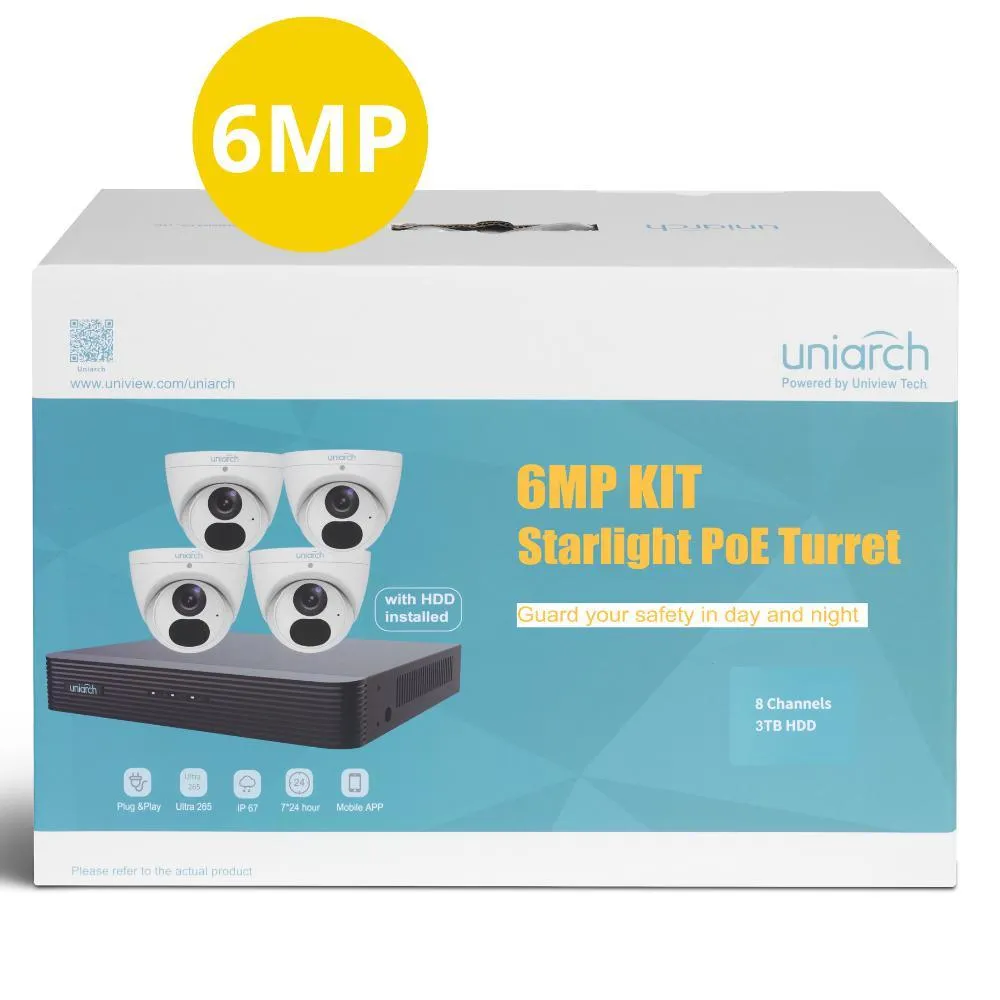 Uniarch CCTV Kit 6MP 8 Channel, Kit-UNA-8063W