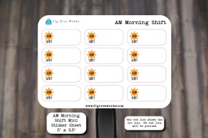 Work Schedule Mini Sticker Sheet | Morning Shift Stickers for Planners, Journals and Notebooks  | Kiss Cut, Matte Finish